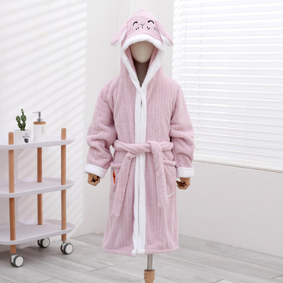 wholesale children Coral Bathrobe thickening water uptake Home Furnishing men and women baby Cap take a shower bathrobe keep warm pajamas