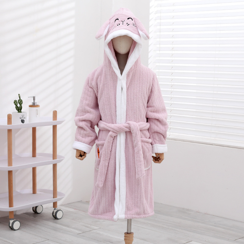wholesale children Coral Bathrobe thickening water uptake Home Furnishing men and women baby Cap take a shower bathrobe keep warm pajamas
