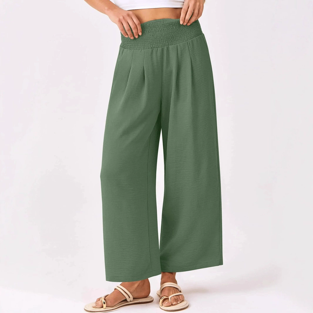 2025 Весенне-осенние однотонные женские укороченные брюки с высокой талией, прямые повседневные брюки Amazon, европейская и американская трансграничная бестселлерная модель