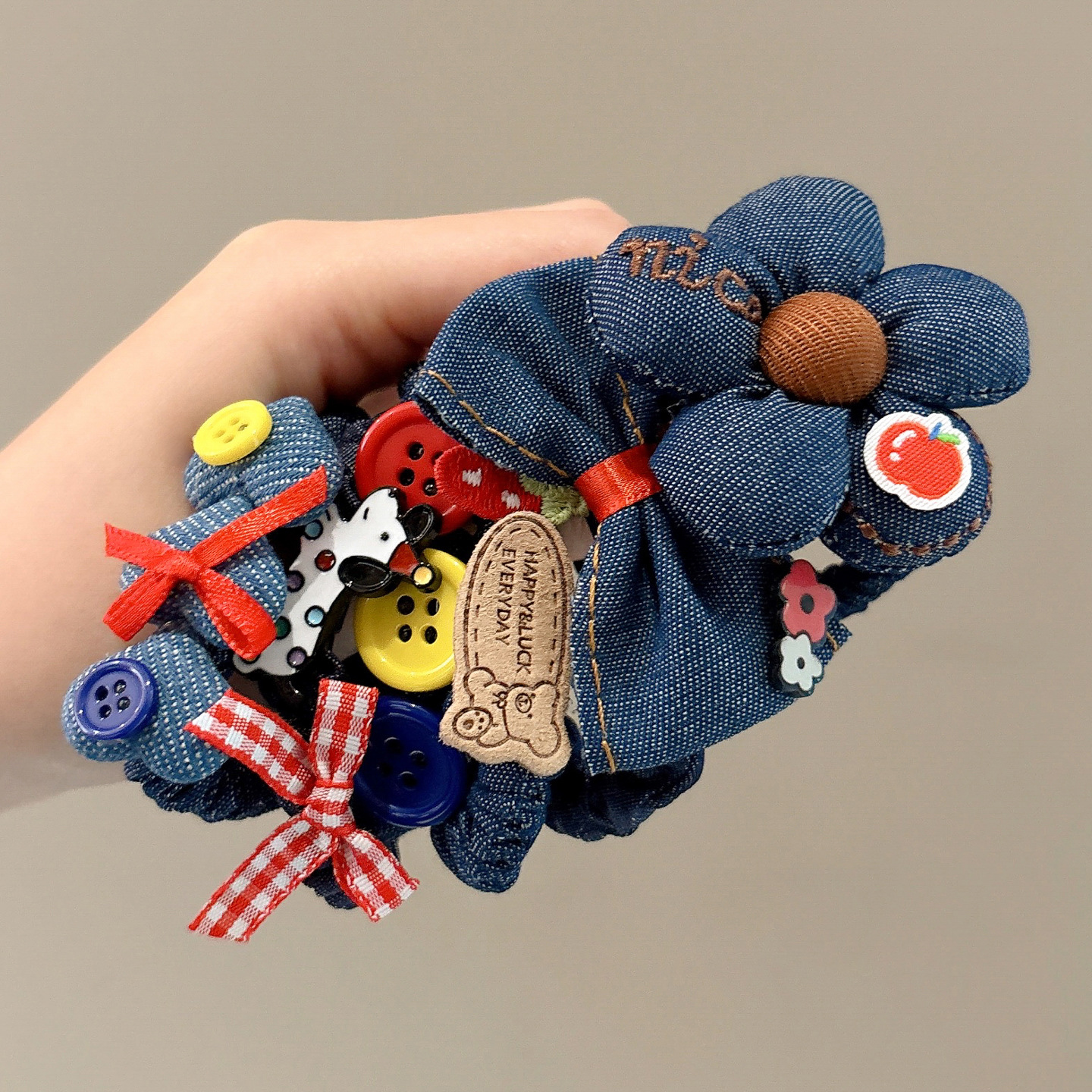 Tejido de vaquero no daña cabello cuerda de cabello niñas lindos anillo de cabello joyas de cabello de cola de caballo