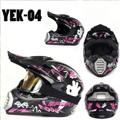 Electric Vehicle Bicycle Helmets Off-Road, Motosiklet kaskı (dəbilqə) - adult-yek-04-pink-and-black-l-size