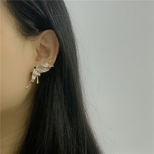 S925 sterling silver biochemical liquid butterfly earrings fashion heavy industry exaggerated metal style niche design earrings wholesale