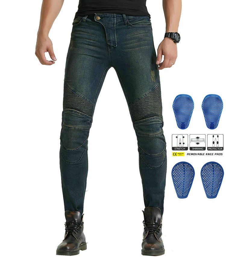 Pantalones vaqueros de la motocicleta VOLERO pantalones anti-caída de la motocicleta de los hombres y de las mujeres pantalones de montar Delgado Caballero equipo de protección de silicona