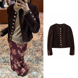 高版本定~制IC家25早秋新品时尚百搭灯芯绒古典夹克小香风短外套