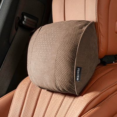 Honda and General Car Pillows, Headrest - s-style-suede-chestnut-brown-headrest-1-piece