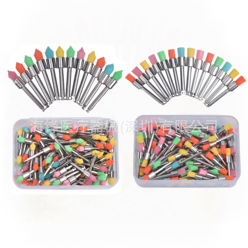 Dental Flat Head Polishing Brush, Pointed Head Polishing Brush for Cleaning Teeth, Nylon Colorful Transparent Polishing Material, 100 Pieces/Box Dental Flat Head Polishing Brush, Pointed Head Polishing Brush for Cleaning Teeth, Nylon Colorful Transparent Polishing Material, 100 Pieces/Box