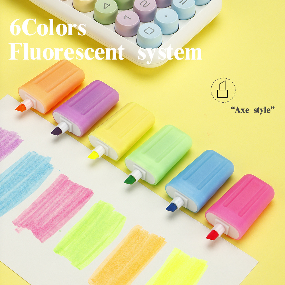 Cute estilo helado resaltador 6 color conjunto de bolígrafo de graffiti de color DIY bolígrafo para estudiantes de puntos clave