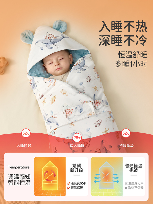 婧麒婴儿包被初生宝宝纯棉a类新生儿抱被秋冬加厚单产房必备四季|undefined