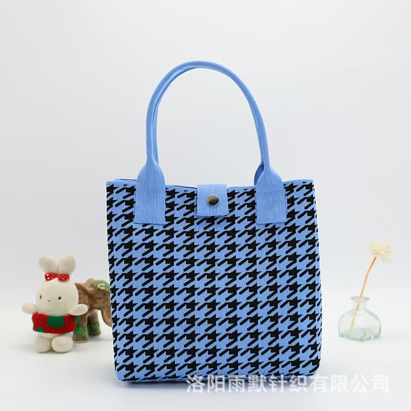Nuevo bolso de punto de gran capacidad Tote bolso de ocio bolso de mano salvaje estilo coreano tendencia pata de gallo para hombres y mujeres