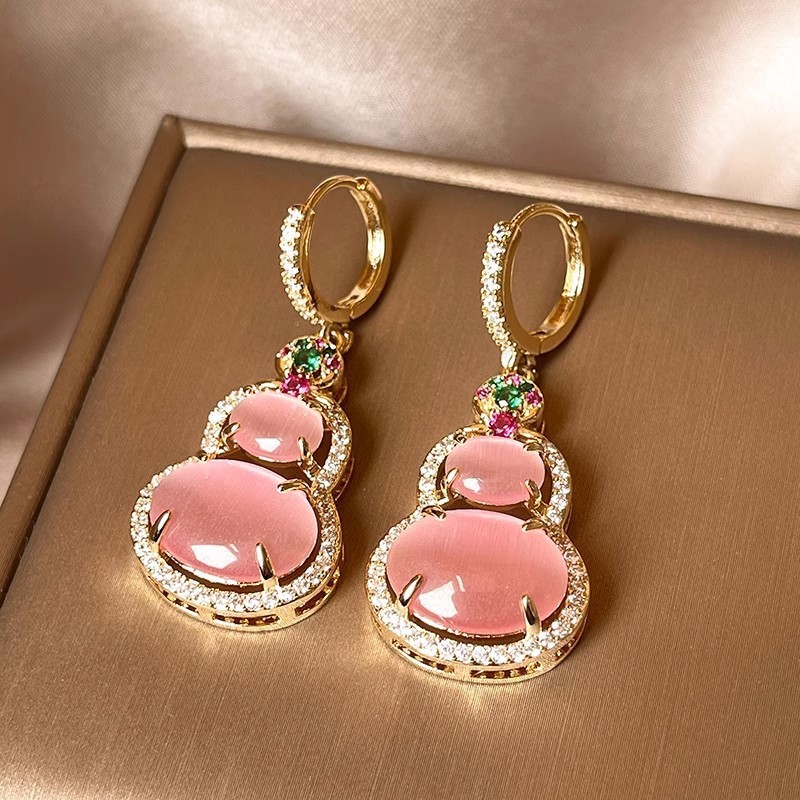 Aguja de plata Corea del Sur diamante Opal flor pendientes diseño fresco Rosa pendientes moda pendientes dulces al por mayor