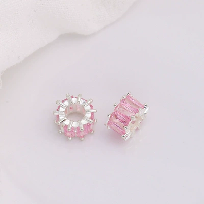 Loose Beads DIY Bracelet Necklace | Zərgərlik ara hissələri - silver-pink-zirconium-1-pack-10mm