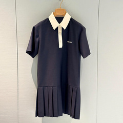 Iu風清純甘美スカート女性刺繍アルファベット百合学院風襟半袖ワンピース春
