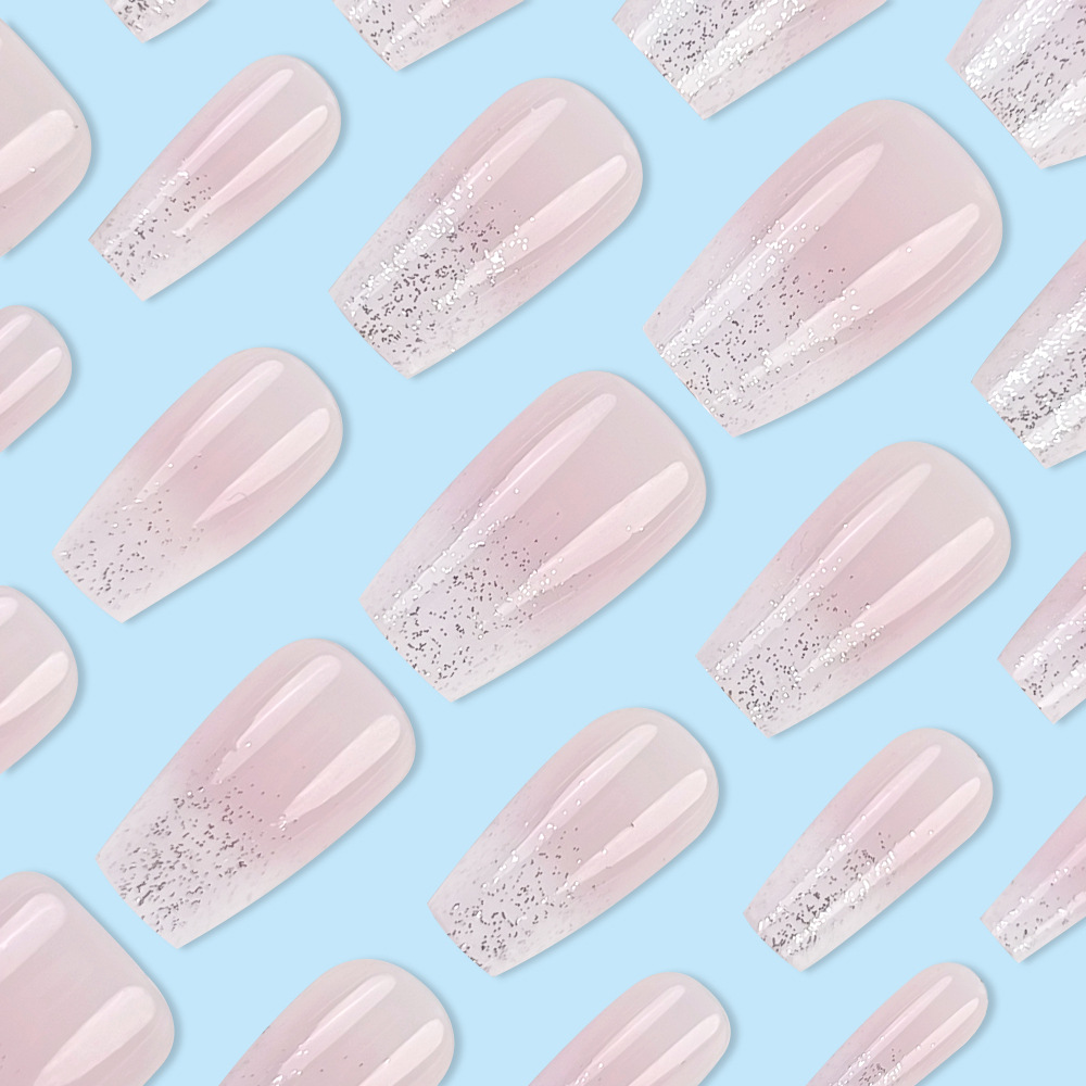 Comercio extranjero Chica caliente brillante desgaste de uñas 24 piezas de uñas falsas blanqueadoras directamente ins cortas de uñas europeas image 4