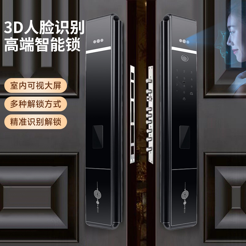双开门人脸识别防雨防冻防晒密码指纹锁室外别墅大门庭院智能门锁