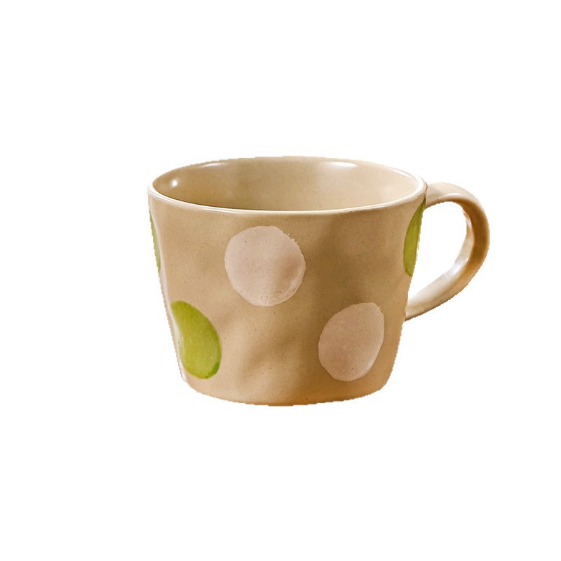Taza de arcilla retro de lunares Taza de cerámica creativa Taza de café Taza de agua de pareja simple Taza de avena para el desayuno doméstico