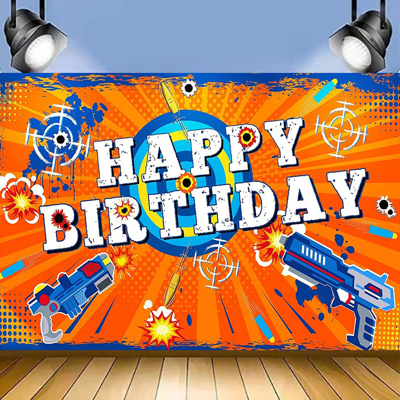 Amazon Shooting Gun Dart Theme Children's Game Theme Birthday Party Party Background Cloth Photography 5x3ft