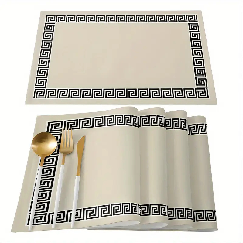 Manteles individuales navideños de lino estampado, decoración de mesa resistente al calor