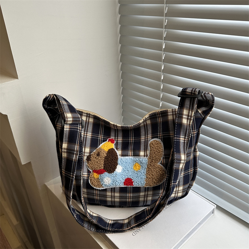 Bolsa de lona a cuadros bolso de mujer 2024 nuevo estilo estilo estilo de moda coreano estilo académico bolso especial bolso de mochila casual de gran capacidad