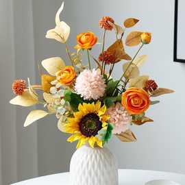 仿真枫叶ins风花假花摆设客厅餐桌摆花家居插花套装轻奢花艺摆件