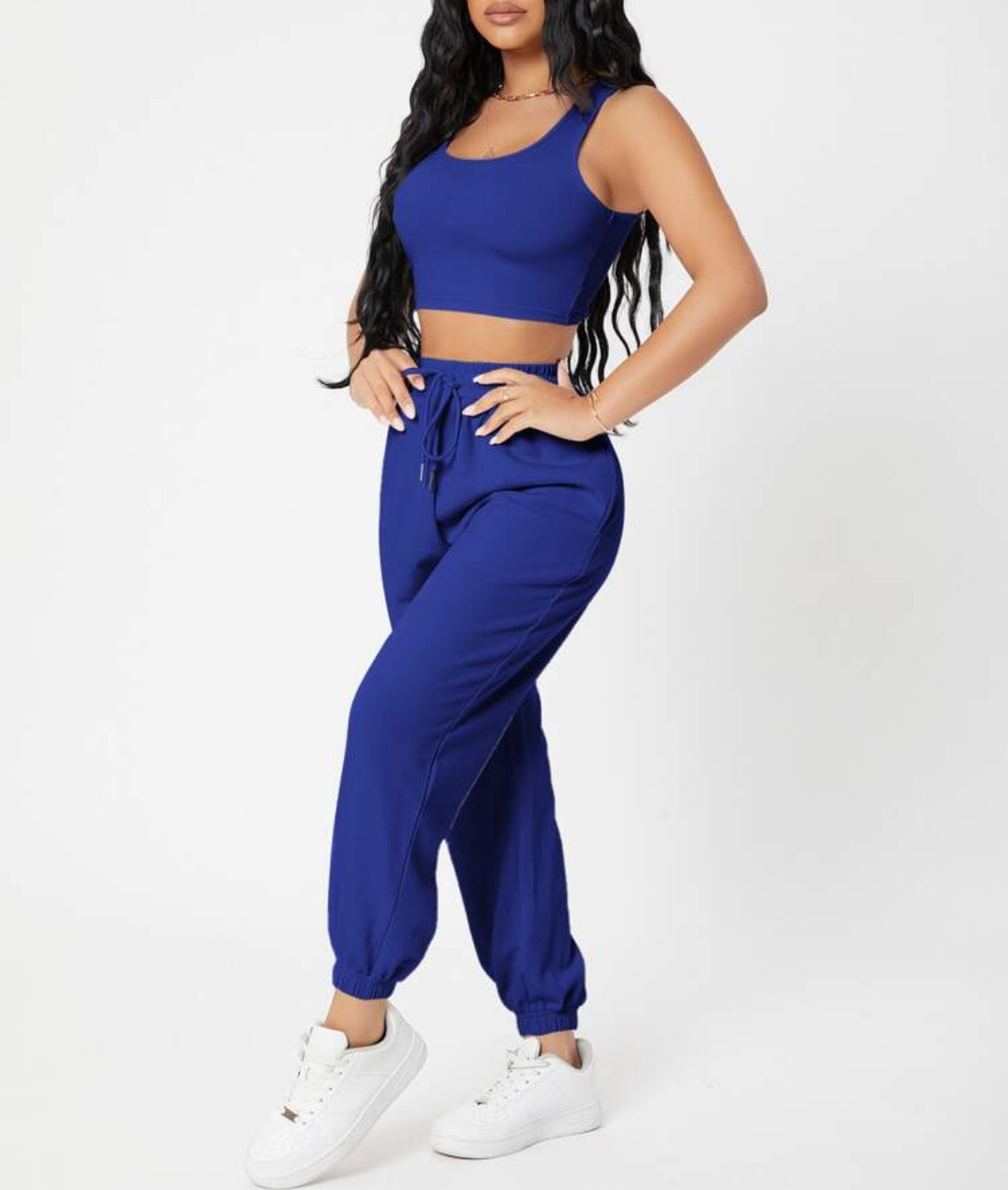 490g Weight Sleeveless Sleeve Length Polyester Fabric Type Pants Sets Sets Type 2 Pieces Set Quantity Casual, Daily Occasion Round Neck Neckline Breathable Function Skinny Fit Type Solid Color Pattern Summer Season Women's Gender Streetwear, Sport Style Style Women's Streetwear Sport Style Solid Color Polyester Round Neck Tracksuit 10