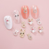 Cute rabbit, three dimensional nail decoration, cartoon fake nails for manicure from pearl, accessory for nails, wholesale