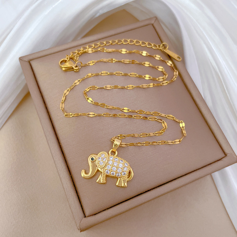 Collana donna con pendente elefante strass girocollo elegante_voghion.com