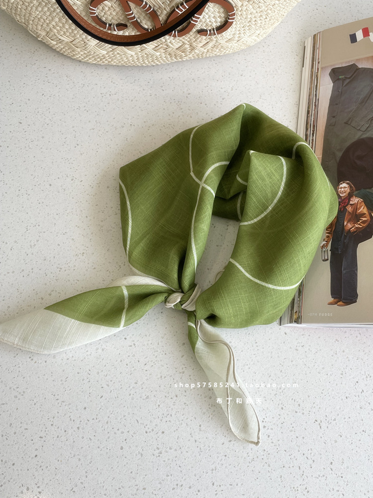 綿麻方巾合集 ~ 超多色柄砕花波点襟巾文芸森系頭巾髪帯包帯女