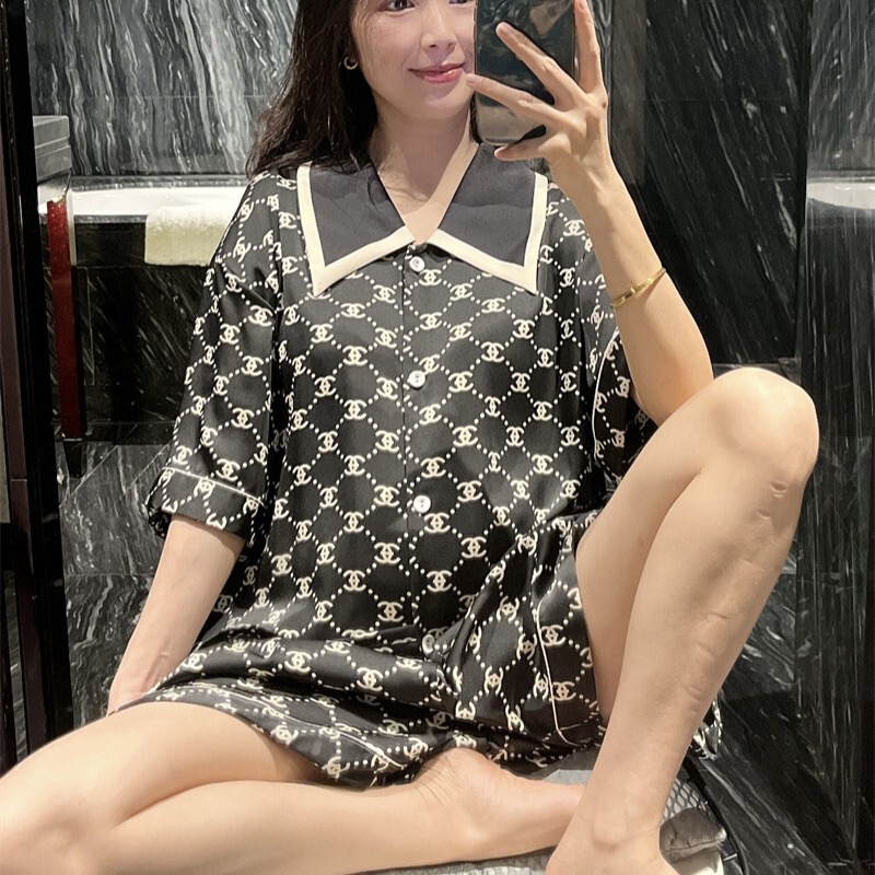 Japanese short-sleeved pajamas women's summer ice silk small lapel home wear plus size fat mm200 kg artificial silk suit Japanese short-sleeved pajamas women's summer ice silk small lapel home wear plus size fat mm200 kg artificial silk suit