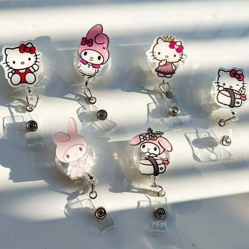 Cute Kitty Cartoon Id Retractable Clip Easy-Pull Buckle Nurse Lanyard Card Holder Student Work Brand Brand Cute Kitty Cartoon Id Retractable Clip Easy-Pull Buckle Nurse Lanyard Card Holder Student Work Brand Brand