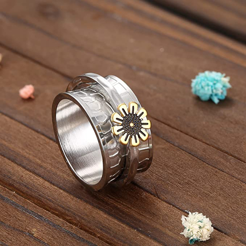 Fashion Flower Titanium Steel Plating Rings