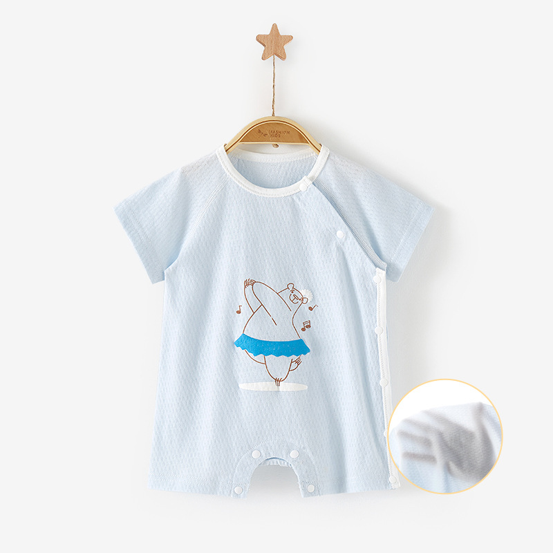 Venta al por mayor bebé mono Verano de manga corta de los hombres del mameluco de las mujeres traje de mameluco fino recién nacido Ropa Bebé Ropa de verano