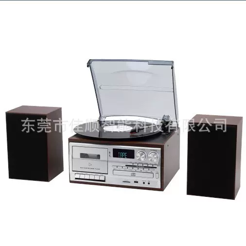 黑胶唱片机CD/USB/SD机调频收音机磁带播放机 复古老式留声机