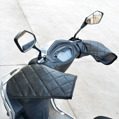 Electric Battery Motorcycle Windproof Thin Motorcycle Handle Cover - one-size-summer-model-black-pu-leather