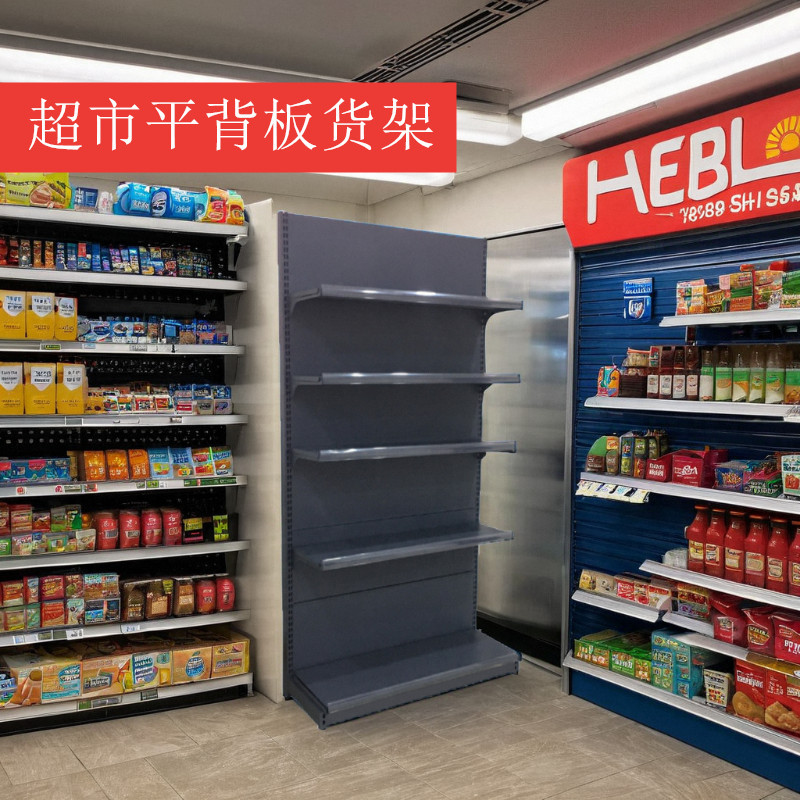 超市货架平储物背板白色可调节高度可拆卸可加层金属展示架商用
