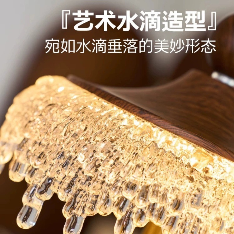 全光谱中古伸缩餐厅吊灯冰山水滴复古胡桃木色过道灯法式触摸吊灯|undefined