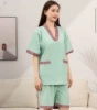 Green, elastic, V-neckline