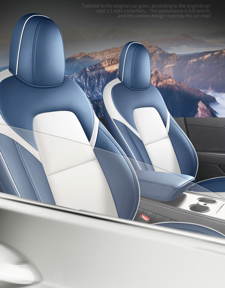 Tesla Model 3 Special Nappa Leather Car Seat Cushion, Universal for All Seasons, Fully Enclosed Seat Cover, Breathable Seat Cushion