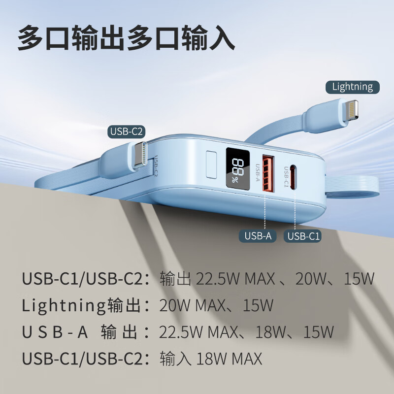 フィリップス デュアルライン モバイル パワー コンパクトでポータブル DLP2217 双方向急速充電 1W mAh デジタル ディスプレイ パワーバンク|undefined