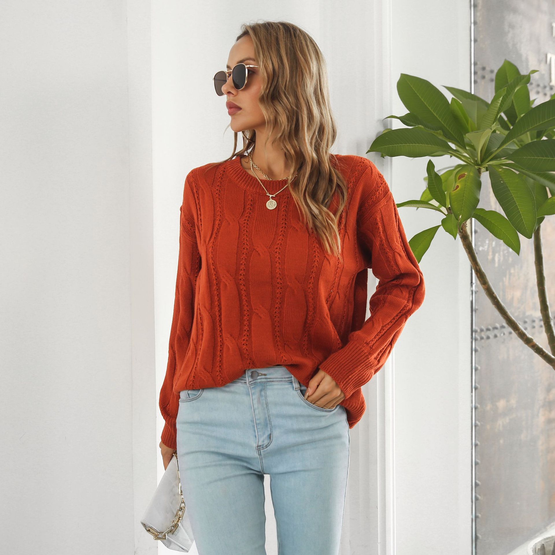 Twist Hollow Out Cutout out Sweater Women Loose Autumn Winter Long Sleeved Casual Knitwear Sweater 6 Twist Hollow Out Cutout out Sweater Women Loose Autumn Winter Long Sleeved Casual Knitwear Sweater