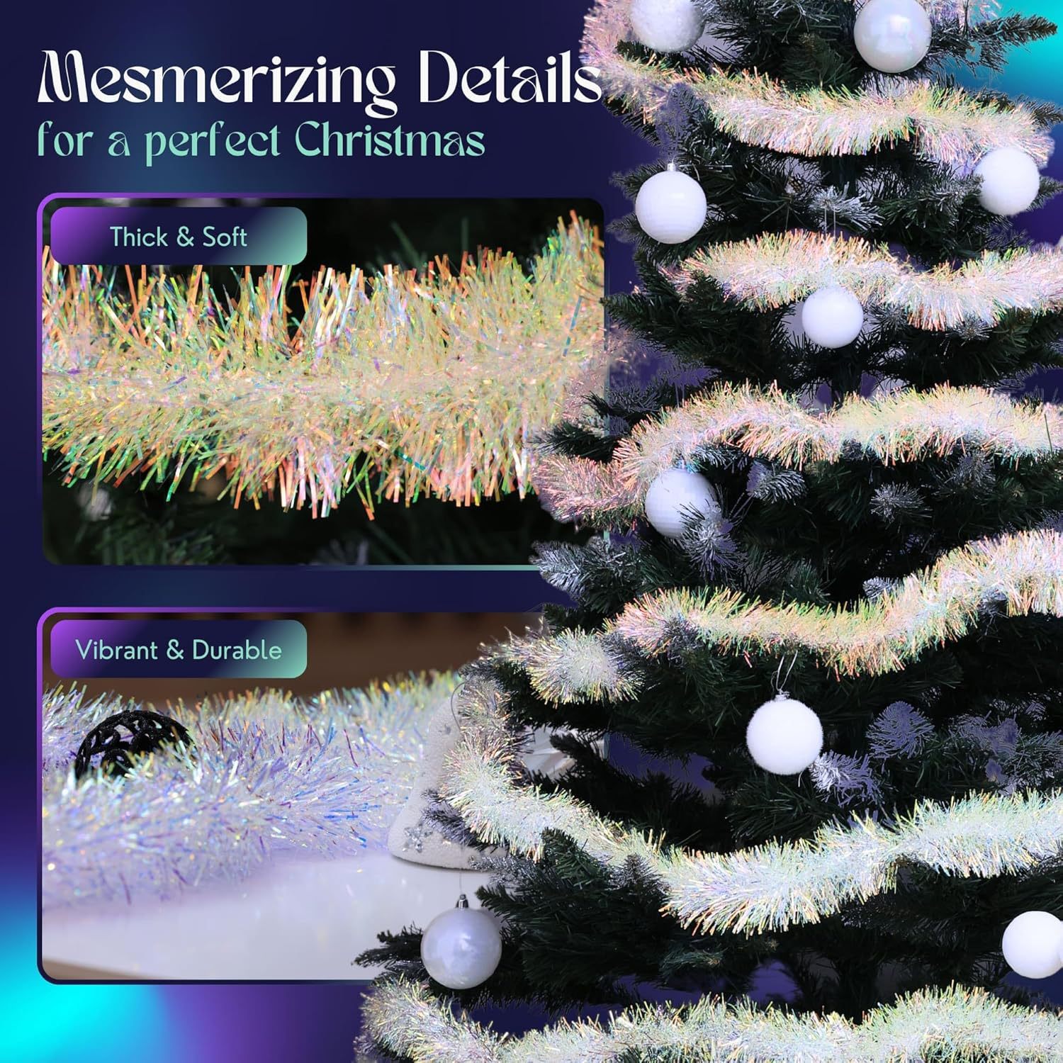 Explosiones transfronterizas de 2m 9cm de oro colorido filamento de lana iris de color navideño boda de flores de dibujo joyas