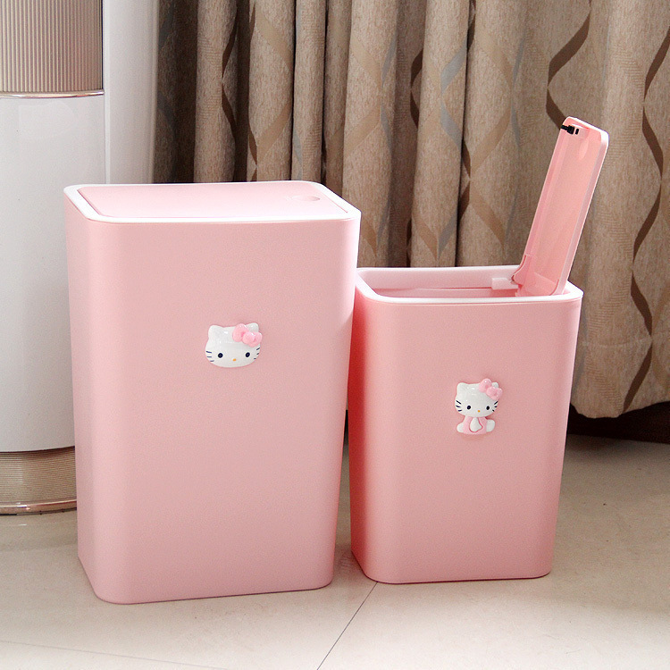 Bedroom Living Room Kitchen Bathroom Toilet Press Plastic Large Capacity Bedroom Bedside Household Pink Trash