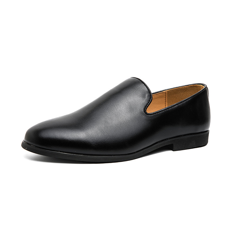 2024 zapatos de hombre coreanos transpirables casuales zapatos de cuero de color sólido zapatos de moda zapatos de beans juveniles un pedazo de zapatos de cuero
