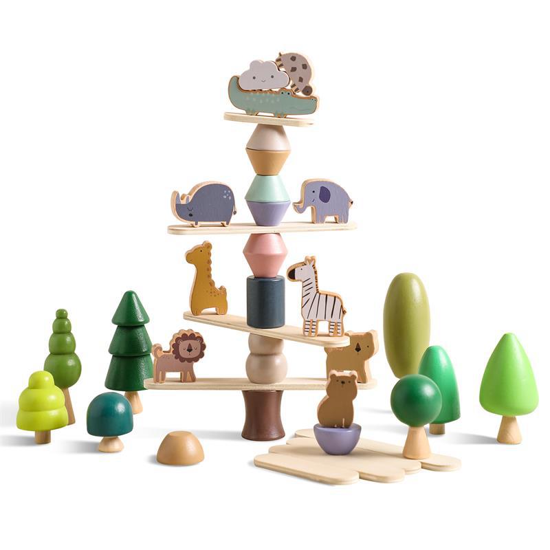 Children's shatterproof cognitive cute Jenga from natural wood
