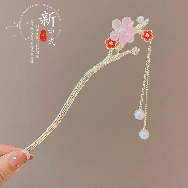 新しい中国風の合金の花のヘアピン、古代スタイルのヘアピン、ハイエンドの軽い高級タッセルヘアピン、ヘアアクセサリー卸売|undefined