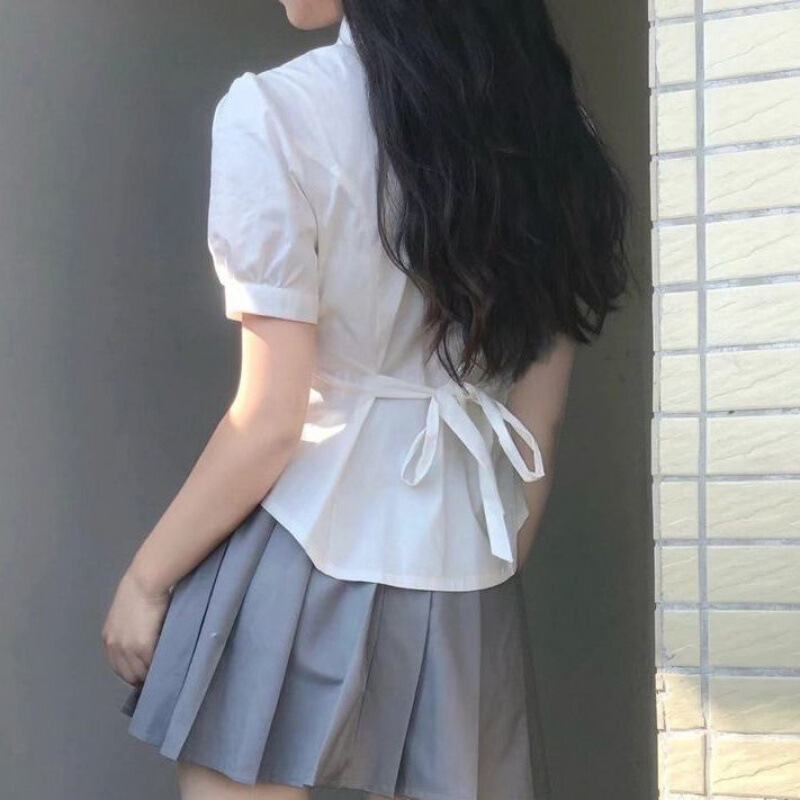 Short-Sleeved Shirt for Women 2024 Summer New Style Back Killer Design Niche Loose Thin Shirt for Women Summer