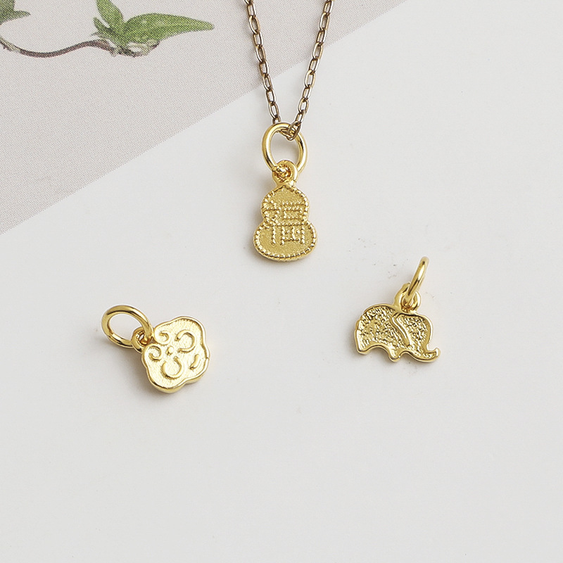 S925 Sterling Silver Plated Seiko Xiangyun Ruyi Pendant Elephant Accessories DIY Beaded Bracelet Necklace Gourd Pendant S925 Sterling Silver Plated Seiko Xiangyun Ruyi Pendant Elephant Accessories DIY Beaded Bracelet Necklace Gourd Pendant