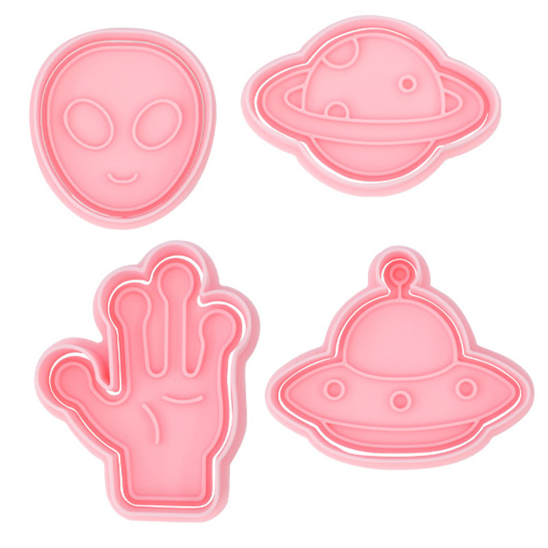 Astronauta espacial molde de galleta dibujos animados extraterrestre ufo platillo volador molde de corte de galleta tridimensional herramienta para hornear fondant image 5