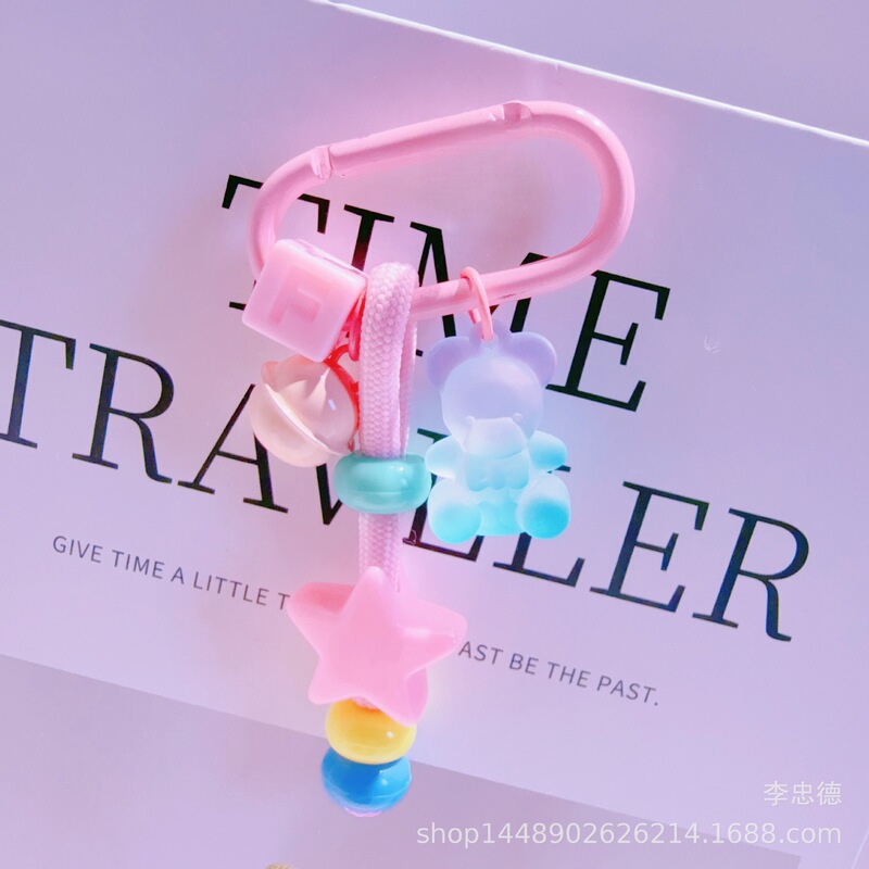Cross-Border Korean Dopamine Gummy Frosted Bear Keychain Pendant Girl Heart School Bag Pendant Graduation Gift
