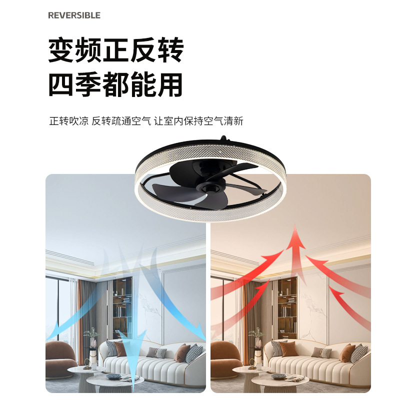 Ventilador de Techo con Luz Metal y Acrílico Silencioso con Control Remoto para Sala de Estar y Dormitorio image 4