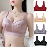 Glossy Satin Bra, Plus Size, Wide Adjustable Straps, Sizes 34–52 (C–E)